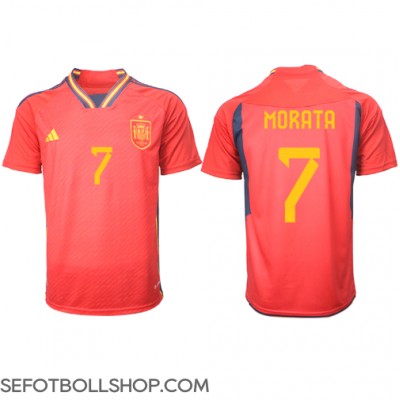 Billiga Spanien Alvaro Morata #7 Hemma fotbollskläder VM 2022 Kortärmad